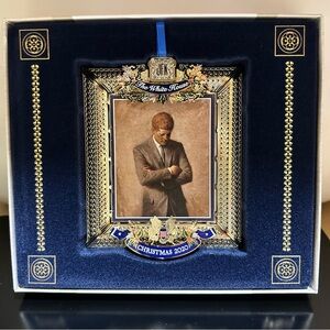 JFK Christmas 2020 Blue and Gold Holiday Frame